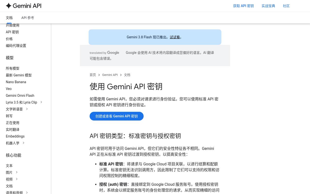 获取 API Key 文档