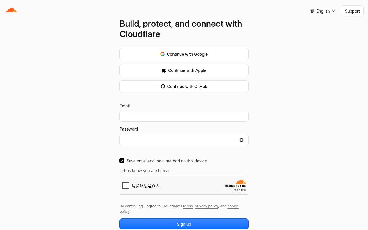 注册 Cloudflare 账号