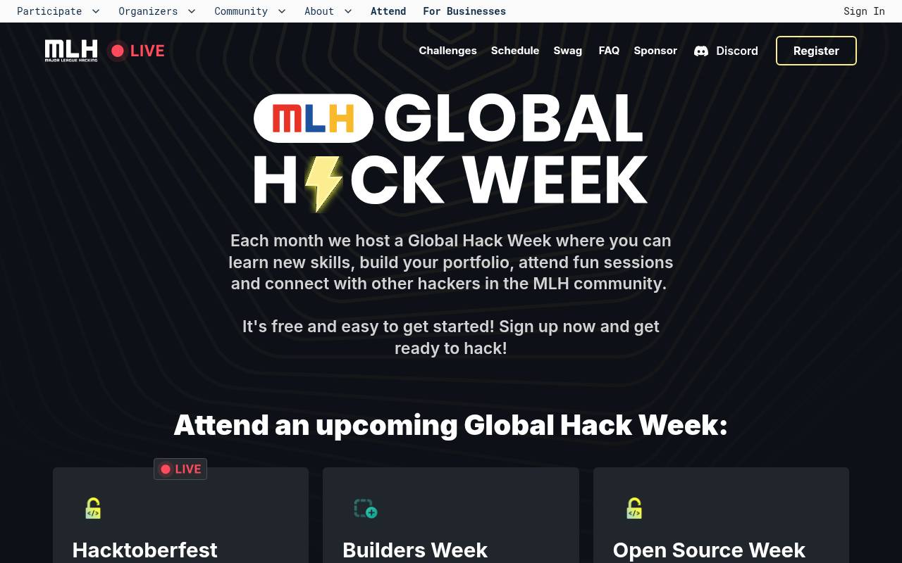 Global Hack Week 报名页